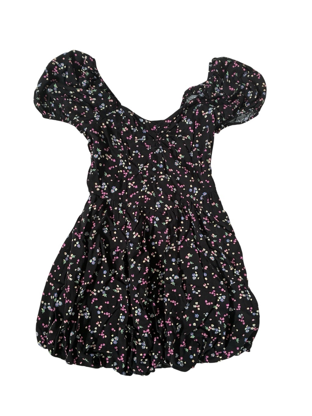 FLORAL MINI DRESS PUFFED SLEEVES